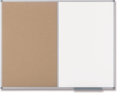 Tableau d'affichage en acier et liège classique Nobo, tableau blanc avec matériel de montage - 900x600 mm - blanc marron naturel