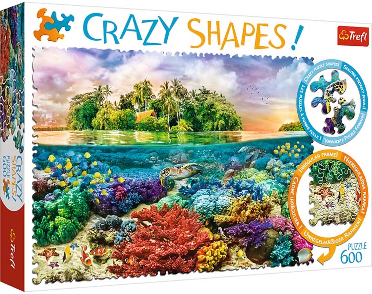 Trefl puzzle île tropicale 600 pièces - formes folles qualité premium.