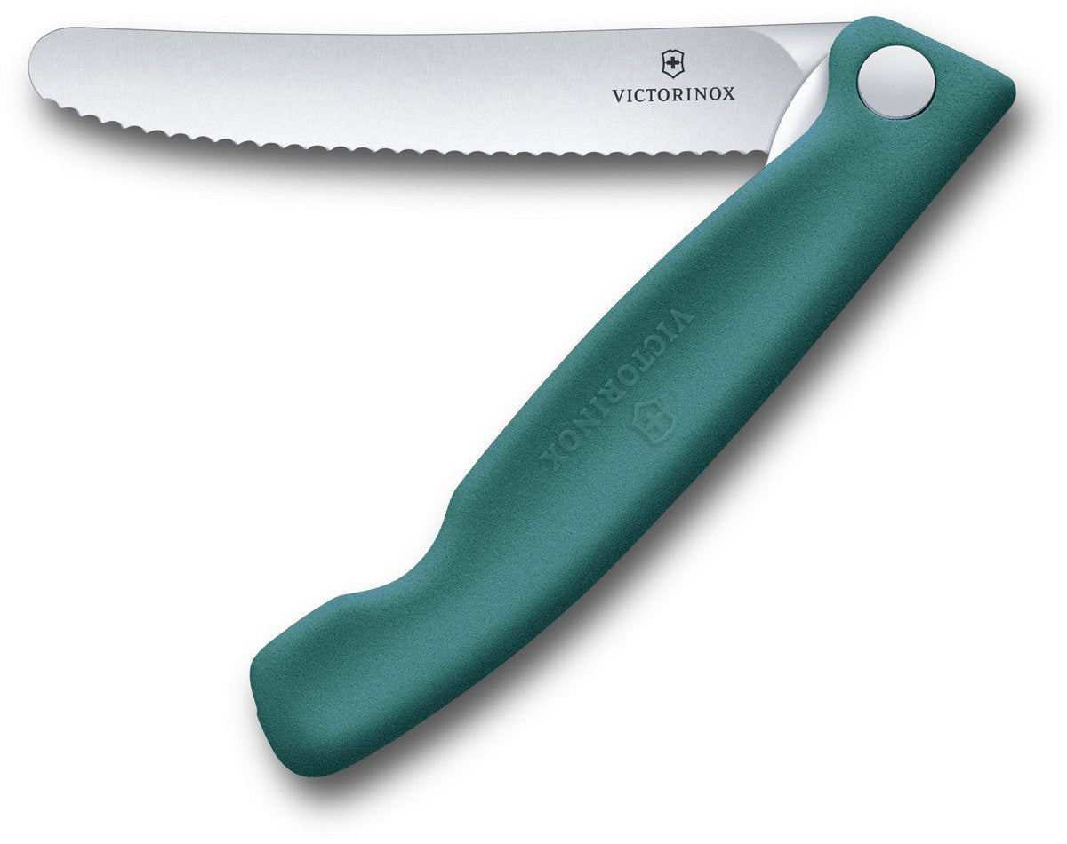 Couteau à tomates classique suisse Victorinox pliable - 11cm - dentelé - vert