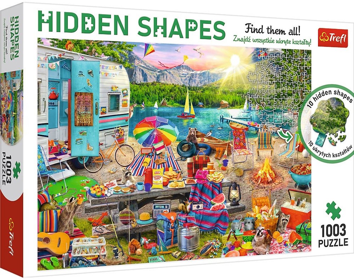 Série Trefl formes cachées - puzzle - 1003 pièces - camping d'été - formes uniques