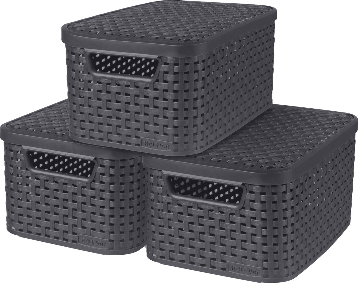 Curver Curver Rangement Boîtes avec couvercle 3 ST Style L Anthracite
