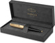 Stylo à bille Parker 51 | boîtier noir luxueux avec finition dorée | plume moyenne 18 carats avec recharge d'encre noire | emballage cadeau
