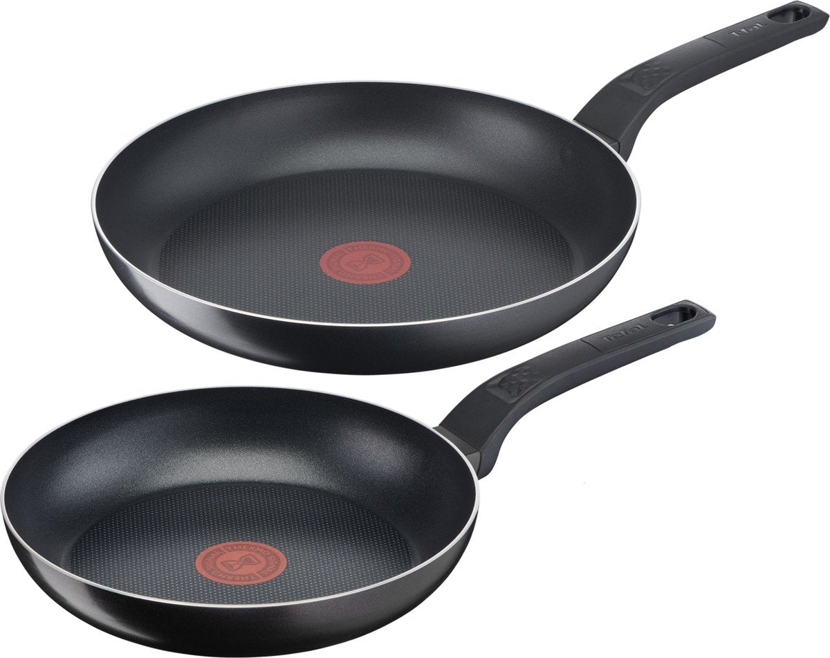 Tefal easy Cook Clean - Set de poêles - ø24 et ø28 cm - ne convient pas à l'induction - revêtement antiadhésif - aluminium - noir