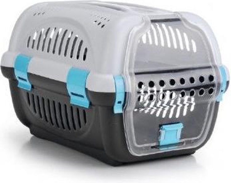Beeztees rhino - panier de voyage chat - gris bleu - 51x34,5x33 cm