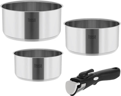 Teesa tsa0148 - ensemble de poêles en acier inoxydable trois pièces Cook Expert à une seule main