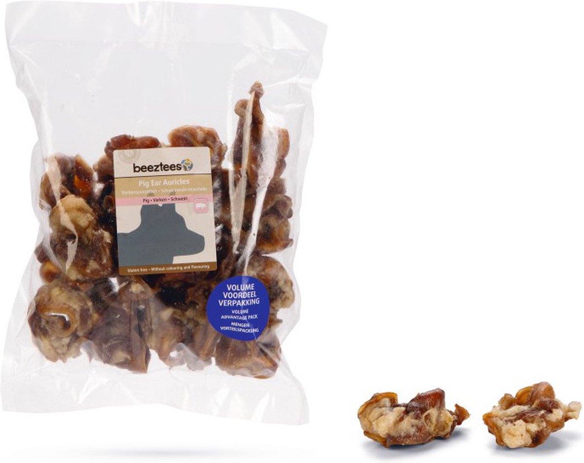 Beeztees amandes d'oreilles de porc - naturelles - collation pour chien - pack économique - 520 grammes