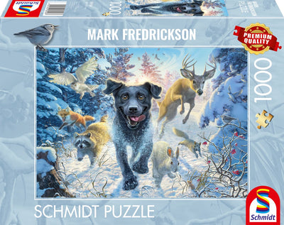 Schmidt - puzzle - amour de chien, labrador noir dans la neige - Mark Fredrickson - 1000 pièces - adultes - à partir de 12 ans