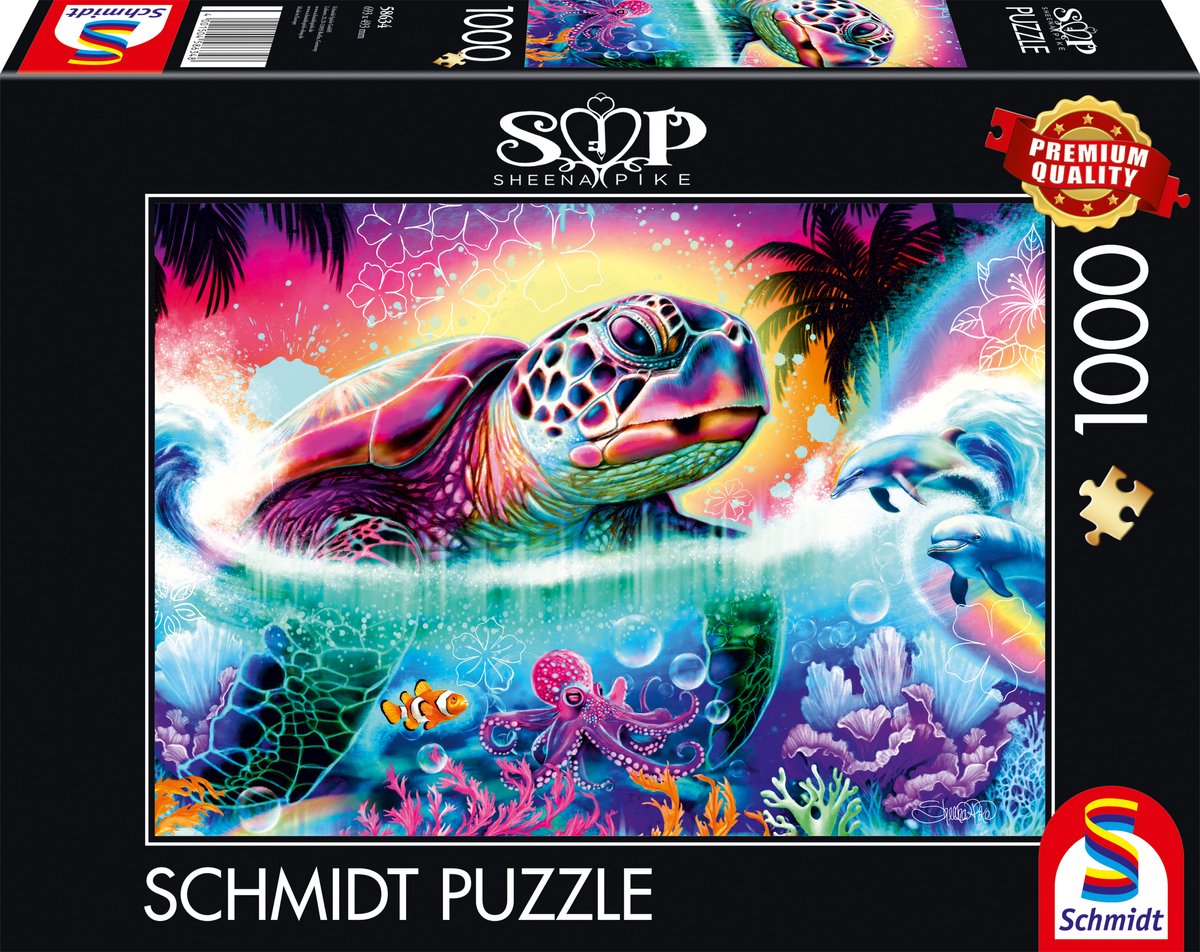 Schmidt - puzzle - tortue néon - brochet sheena - 1000 pièces - adultes - à partir de 12 ans