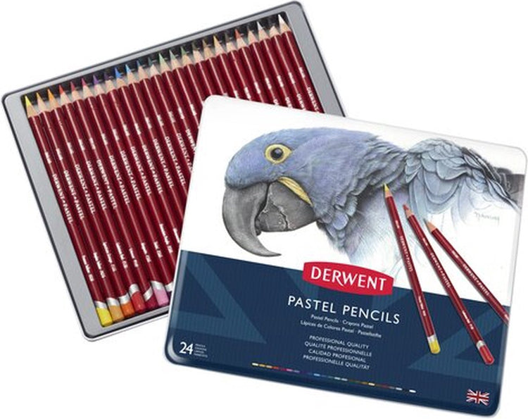 Crayons pastel Derwent - assortiment en boîte métallique - 4mm - 24 pièces