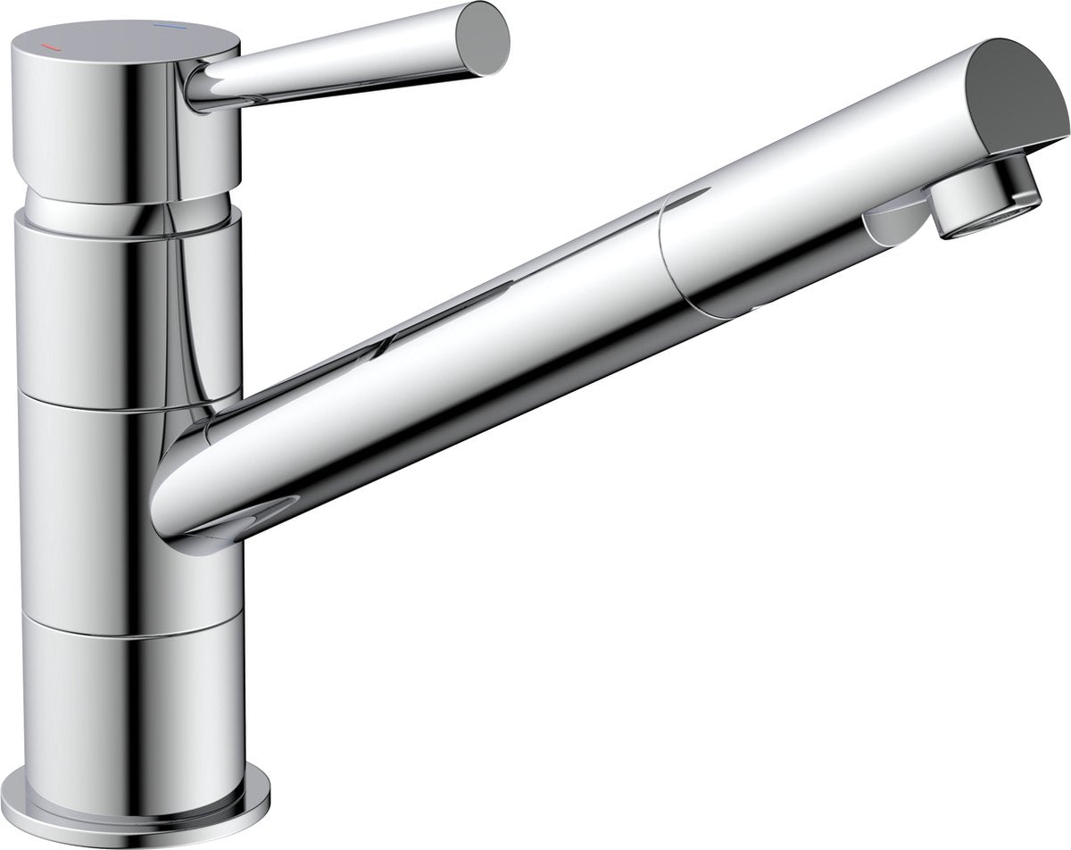 Robinet de cuisine design Schütte Cornwall - mitigeur - bec bas et pivotant - mousseur pivotant - chrome