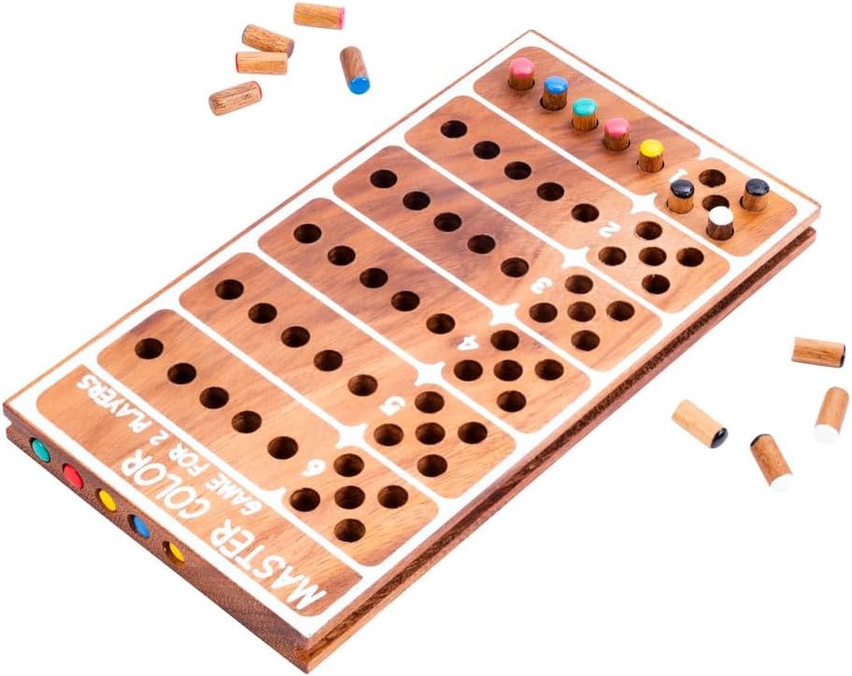 Engelhart Master Color – Jeu de stratégie en bois – Jeu de devinettes de code couleur – Jeu de réflexion logique – 2 joueurs – Bois d'acacia –