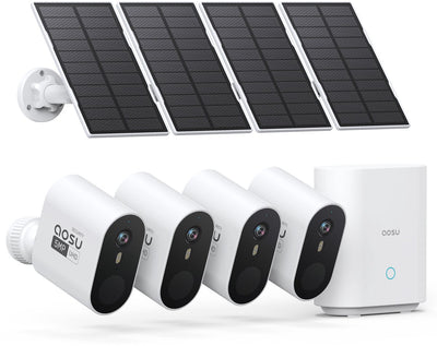Système Aosu solarcam max - 4 caméras de sécurité - résolution 2k - énergie solaire - sans fil - 32 Go