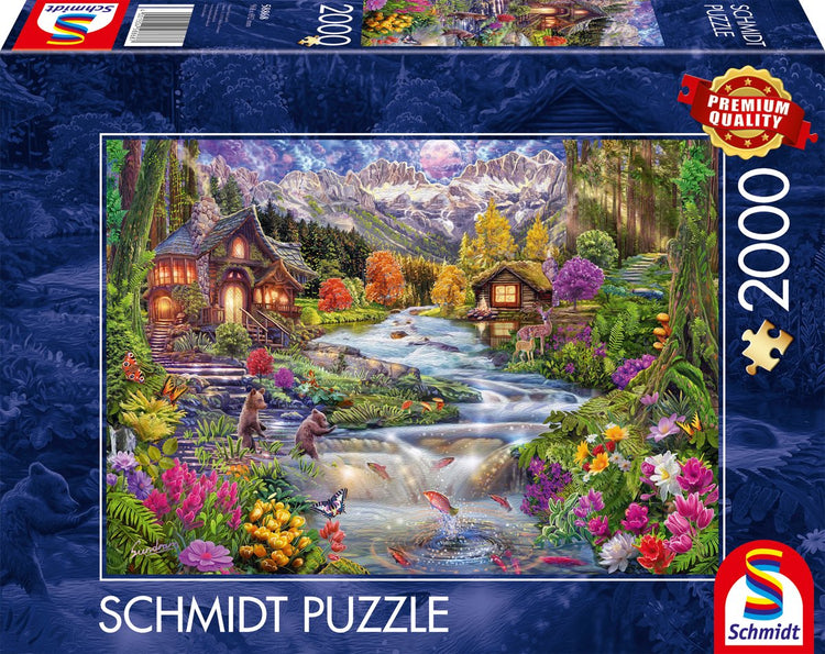 Schmidt - puzzle - Idylle fluviale en montagne - 2000 pièces - adultes - à partir de 14 ans