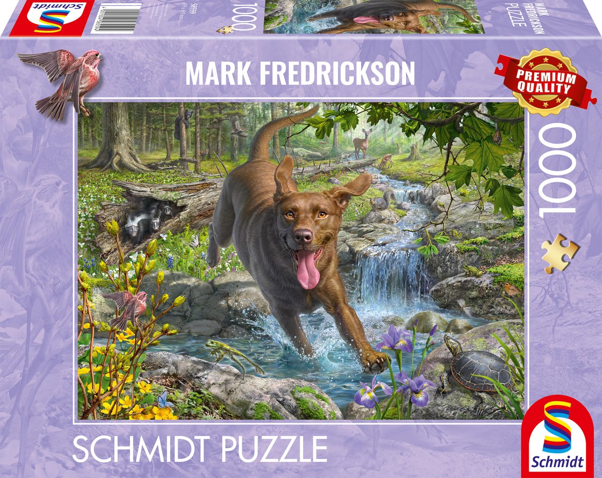 Schmidt - puzzle - amour de chien, promenade printanière avec Labrador retriever - Mark Fredrickson - 1000 pièces - adultes - à partir de 12 ans