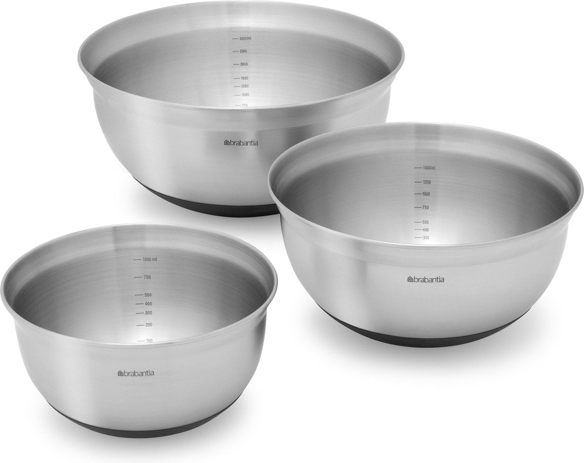 Bol à pâte profilé Brabantia - 3 pièces - acier mat noir
