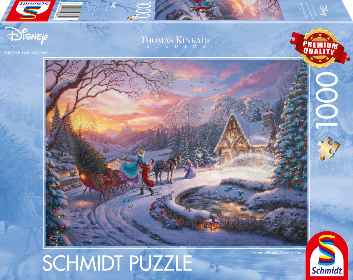 Schmidt - puzzle - Disney, Cendrillon, ramener à la maison pour Noël - Thomas Kinkade Studios - 1000 pièces - adultes - à partir de 12 ans