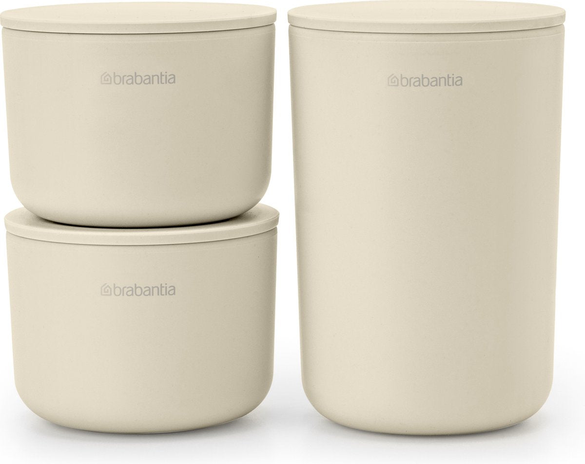 Brabantia renouveler ensemble de pots de conservation - 3 pièces - beige doux