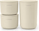 Brabantia renouveler ensemble de pots de conservation - 3 pièces - beige doux