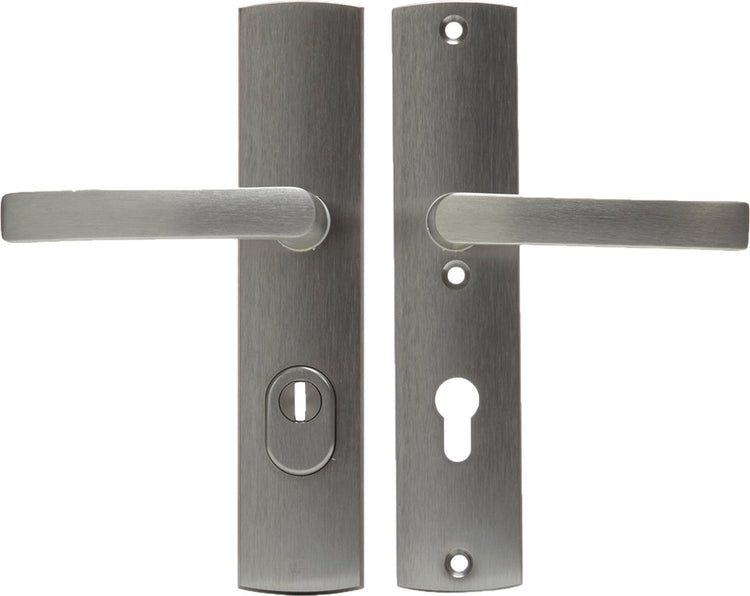 Ferrure de sécurité Axa (courbe plus) inox poli : poignée-poignée (modèle bloc) pc72 avec protection anti-arrachement skg***