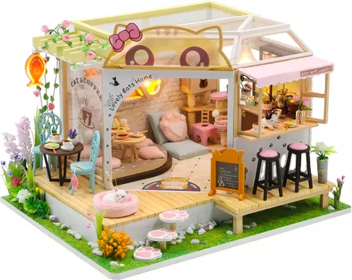 Sans marque sans marque hongda cat café garden - maison miniature bricolage