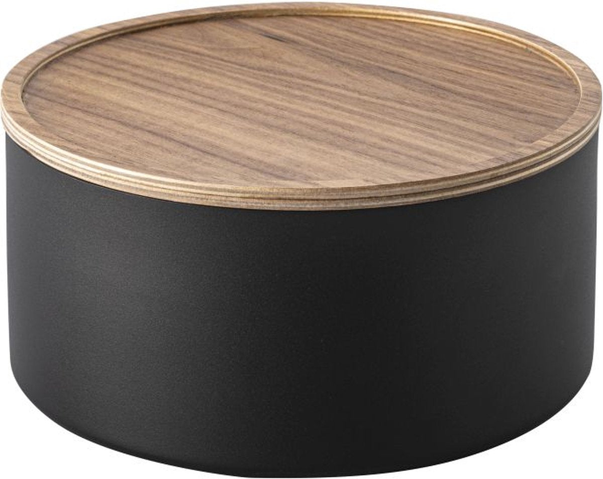Boîte de rangement Yamazaki avec couvercle - haute - rin - noir