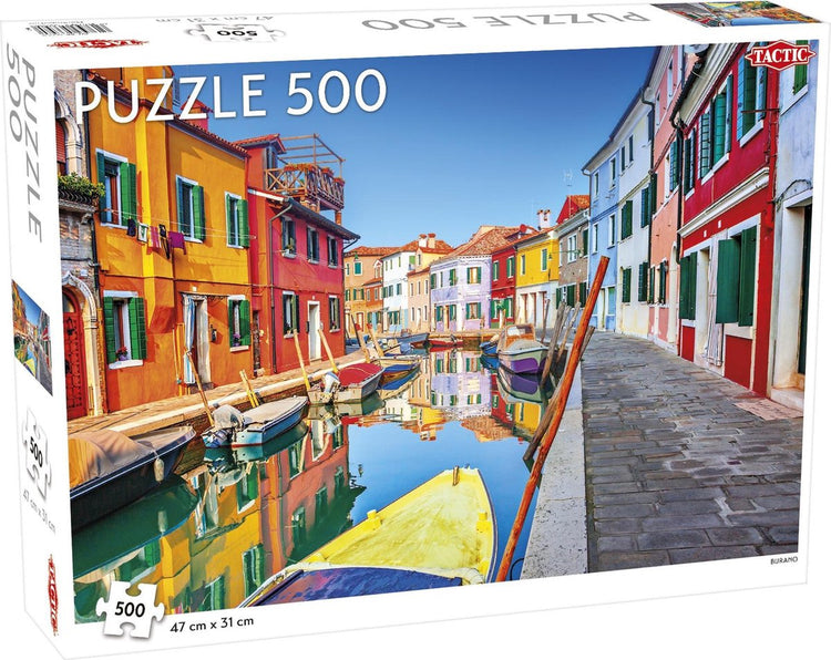 Tactic Burano Venice – puzzle – 500 pièces – maisons vénitiennes colorées – design épuré et apaisant – haute qualité scandinave