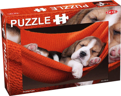 Tactic chiot endormi – puzzle – 56 pièces – doux portrait d'animal pour les jeunes puzzleurs – design élégant et apaisant – haute qualité scandinave