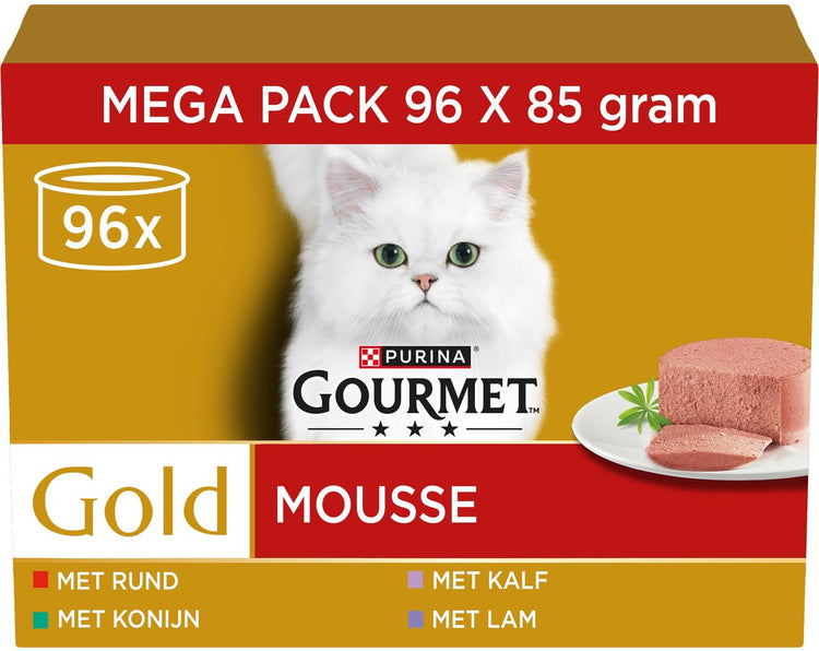 Mousse d'or gourmande - nourriture humide pour chat - lapin boeuf veau agneau - 96 x 85 g