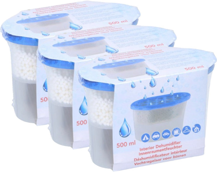 Déshumidificateur sans marque – 3 x 500 ml – absorbeurs d'humidité pour salon, salle de bain, caravane
