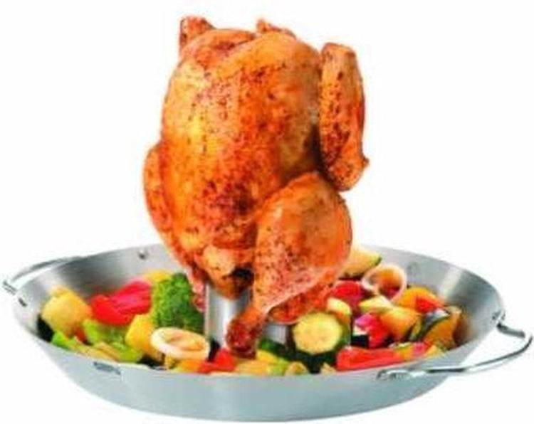 Gefu BBQ support de poulet avec réservoir d'arômes 18 x 18 x 12 cm – acier inoxydable – pour poulet en canette de bière