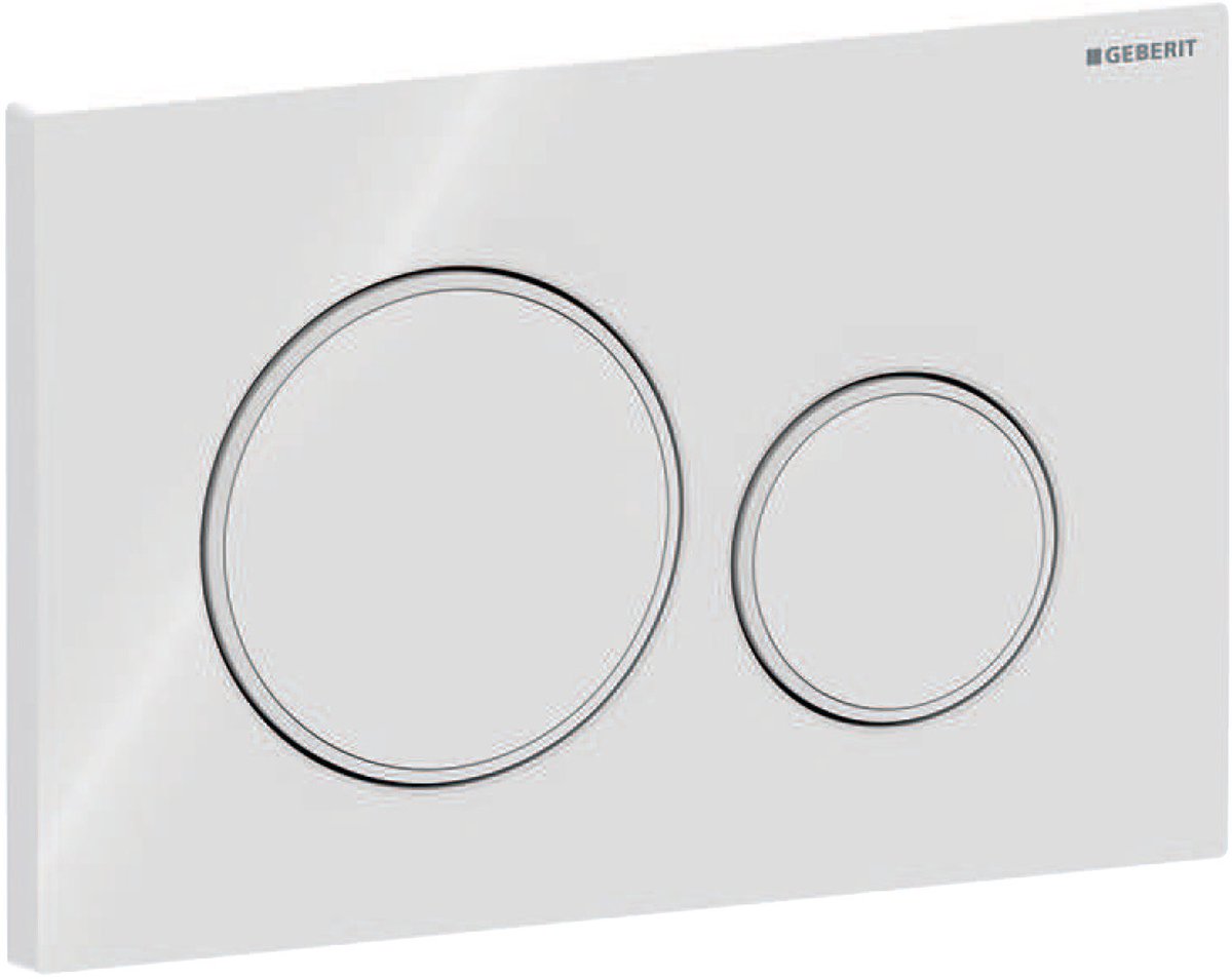 Panneau de commande Geberit sigma20 - 2 boutons affleurants - boutons ronds - blanc blanc mat