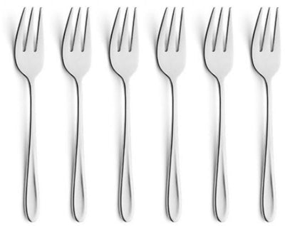 Amefa Monaco - Set de fourchettes à pâtisserie 6 pièces - pour 6 personnes - couleur argent - acier inoxydable - passe au lave-vaisselle - 18 10 - 6 personnes