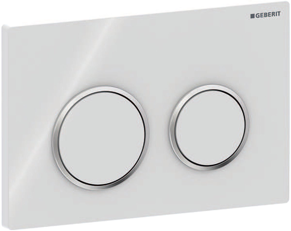 Plaque de commande Geberit omega20 - chasse d'eau 2 boutons - ronde - blanc chrome brillant blanc