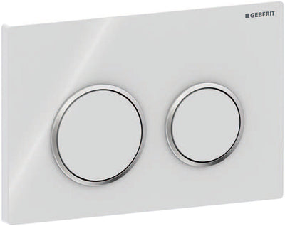 Plaque de commande Geberit omega20 - chasse d'eau 2 boutons - ronde - blanc chrome brillant blanc