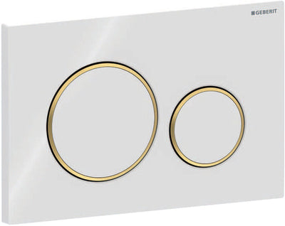 Panneau de commande Geberit sigma20 - 2 boutons encastrés - boutons ronds - blanc or blanc
