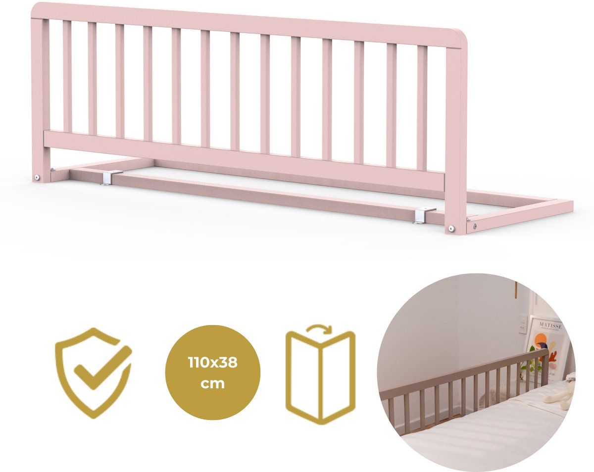 Barrière de lit en bois Geuther - barrière de lit - lissi - barrière de sécurité - 110x38cm - rose