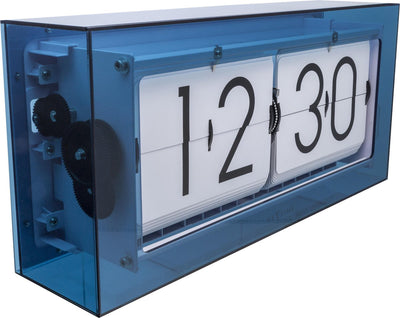 Nexttime big flip clear – horloge de table – 36 cm – acrylique – bleu