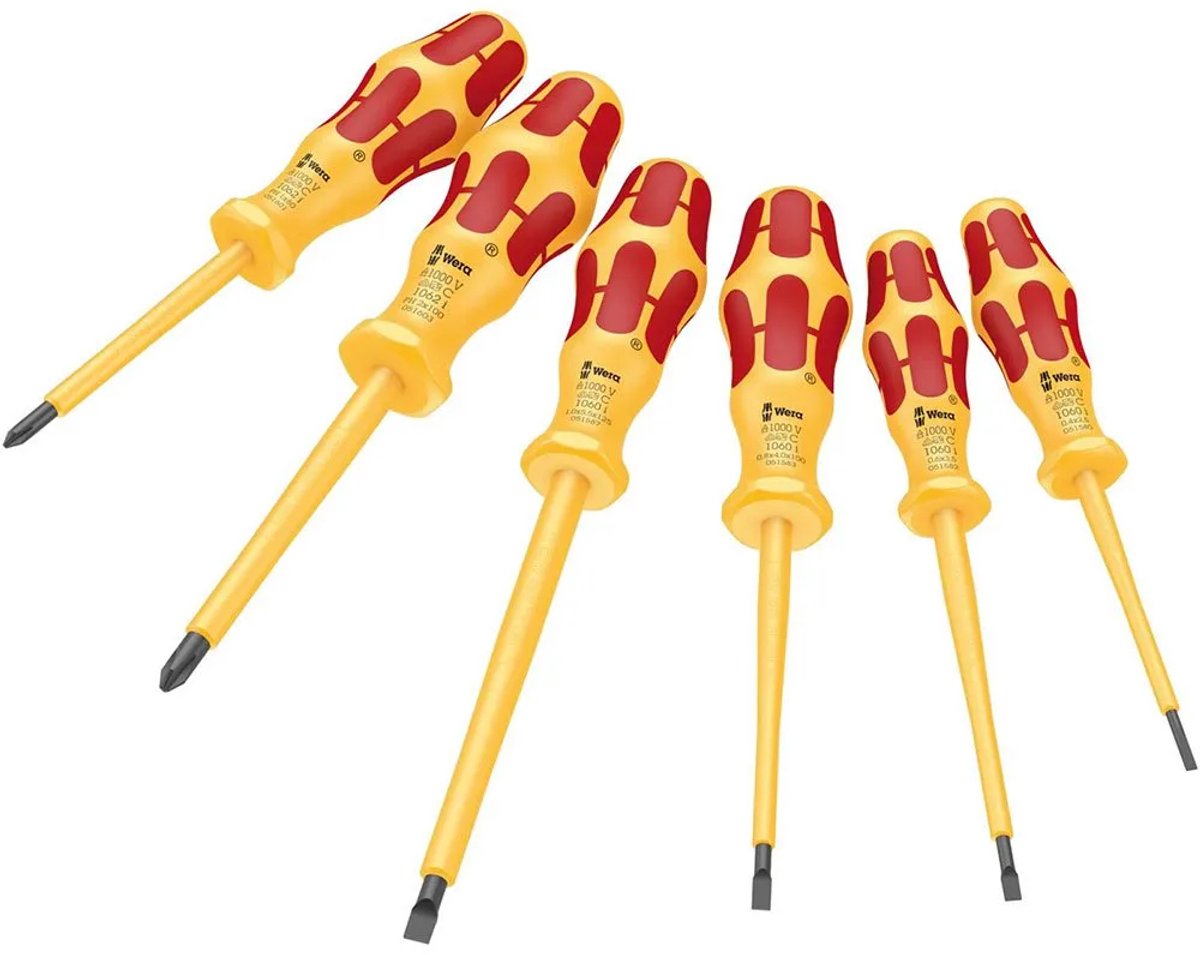 Wera 1060 et 1062 et 6 vde 1000v | jeu de tournevis isolés | forme kraft | vde | 6 pièces - 05051575001