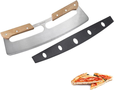 Westmark pizza rocking knife pro – couteau à bascule pour pizzas, idéal pour couper sans effort la pizza ou la tarte flambée – acier inoxydable, bois