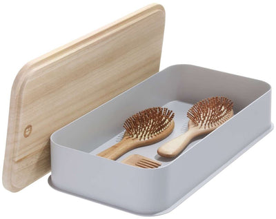 Idesign - boîte de rangement moyenne avec couvercle - plastique recyclé - gris
