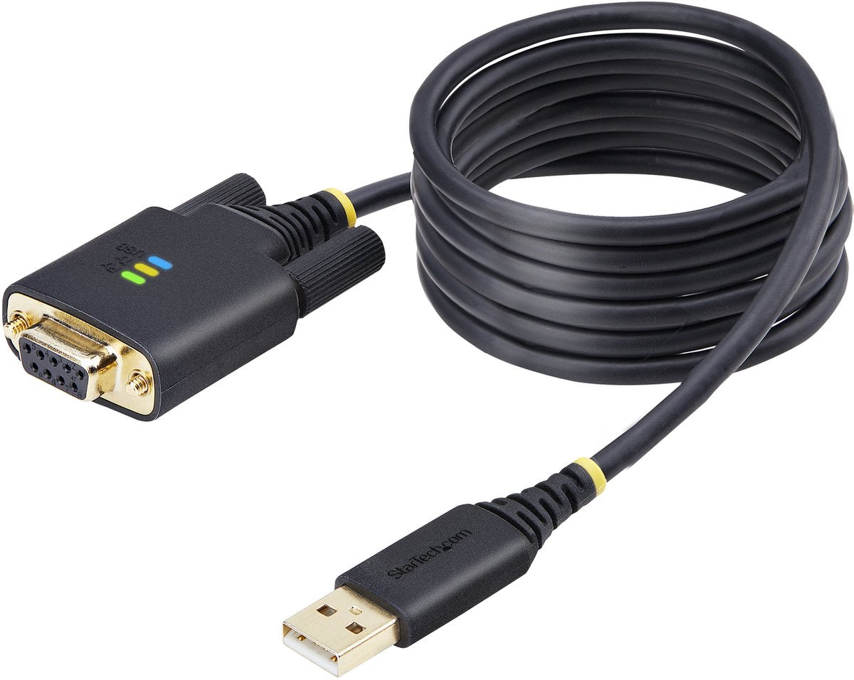 Bosch Startech Câble adaptateur série USB vers Null Modem 2 m, rétention COM, FTDI, USB-A vers RS232, indicateurs LED, vis DB9 interchangeables, écrous