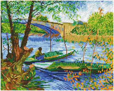 Diamond dotz® peinture diamant adultes - pierres rondes - paquet complet - hobby - - dd9.036 - pêche (van gogh) 40 x 50cm