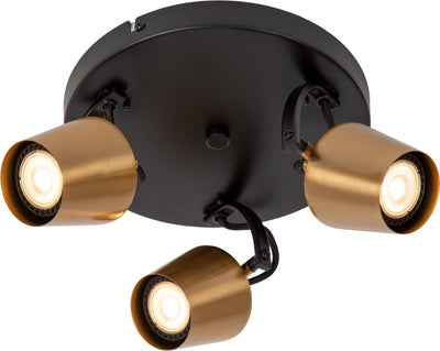 Lucide emile - spot de plafond (plafonnier) - ø 23 cm - 3xgu10 - laiton doré mat