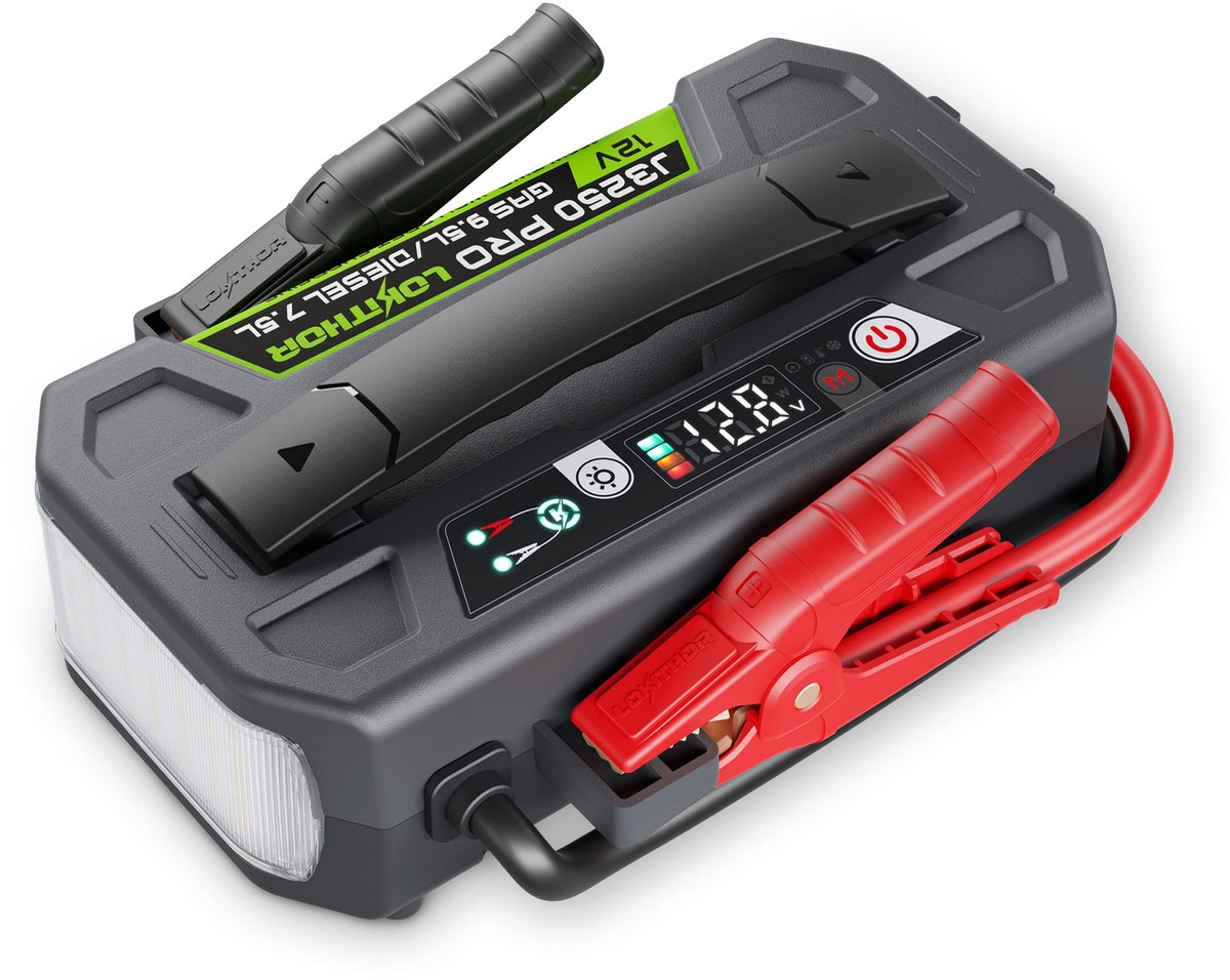 Lokithor jump starter j3250 pro - 3250 ampères - 24 mois en veille - pour essence et diesel - fonction de charge rapide - banque d'alimentation - lampe de poche