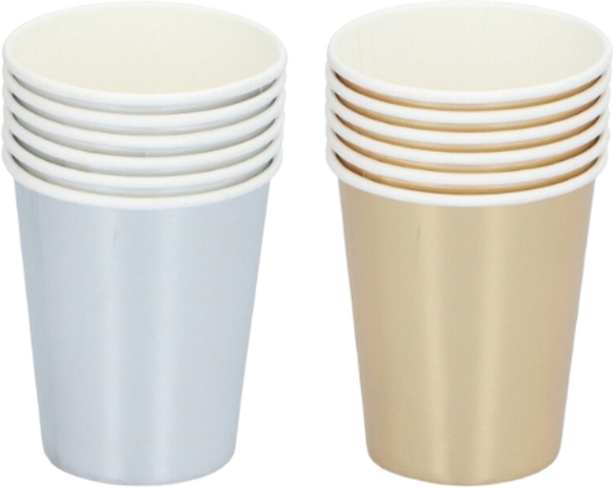 Gobelets jetables Party Casa - gobelets - gobelets empilables pour fêtes et événements - gobelets de fête pour boissons froides - disponibles en argent ou or - 1 variante aléatoire