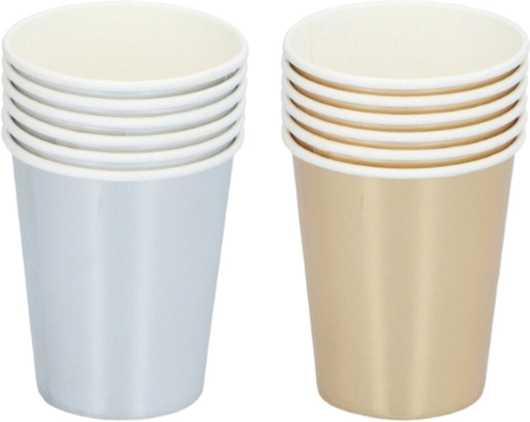 Gobelets jetables Party Casa - gobelets - gobelets empilables pour fêtes et événements - gobelets de fête pour boissons froides - disponibles en argent ou or - 1 variante aléatoire