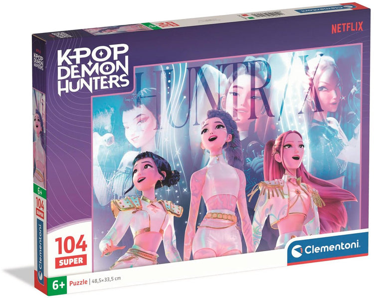 Puzzle chasseurs de démons K-pop maxi 104 pièces par clementoni supercolor - puzzle kpop huntrix - cadeau k pop pour les enfants à partir de 6 ans