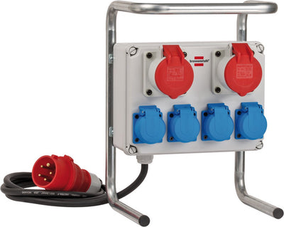 Petit répartiteur de courant compact Brennerstuhl BKV 2 4 G Répartiteur de courant de construction IP44 avec cadre en tube d'acier (câble de 2 m, pour une utilisation continue en extérieur IP44)