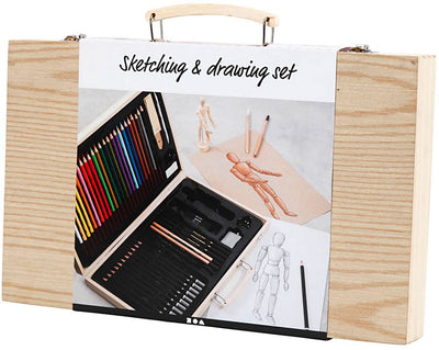 Sketch and Sign Set dans une valise en bois