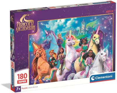 Clementoni - puzzle - licorne académie - 180 pièces - super couleur - à partir de 5 ans